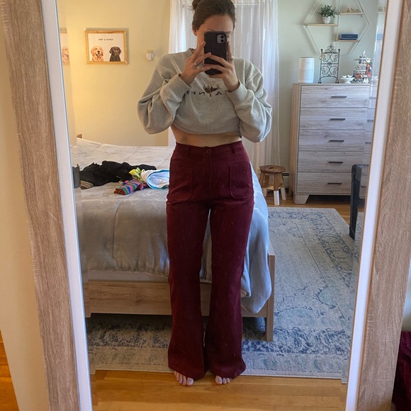 maroon bell bottom pants - Picture 1 of 5